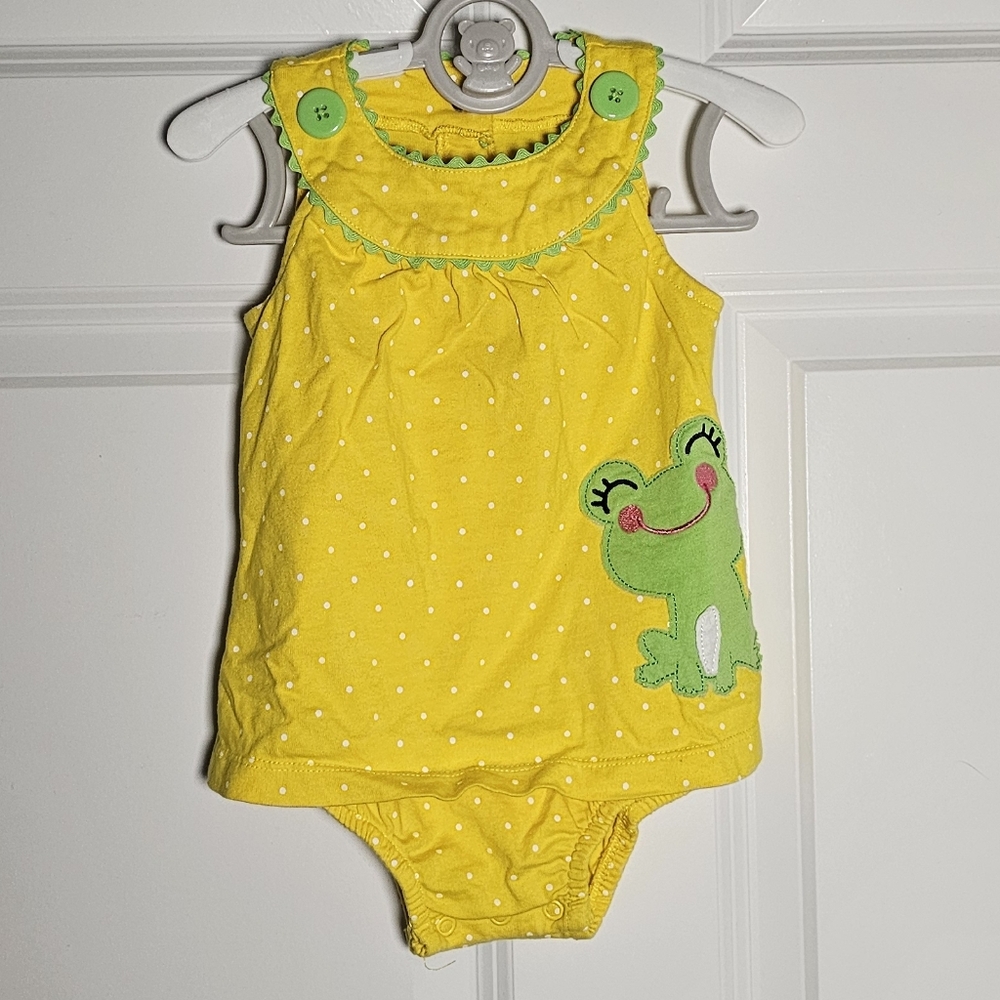 Carter's Yellow Polka Dot Baby Romper with Frog